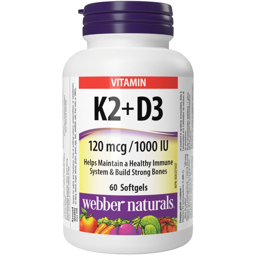 WEBBER NATURALS VITAMIN K2 D3 120MCG 1000IU SOFTGELS 60'S