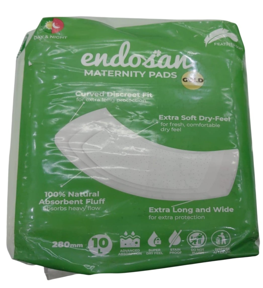 ENDOSAN MATERNITY PADS LARGE 10'S 280MM