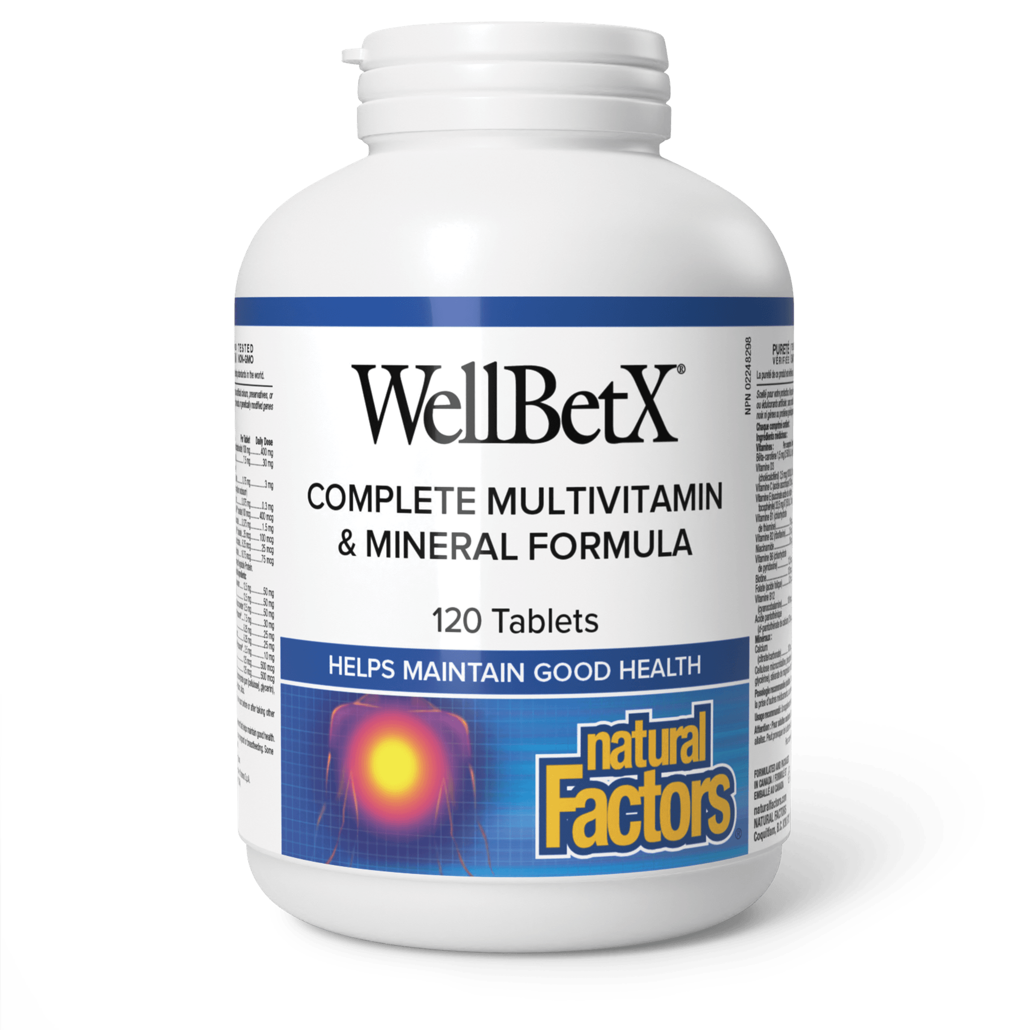 NATURAL FACTORS WELLBETX MULTIVITAMIN/MINERAL FORMULA TABLETS 120'S