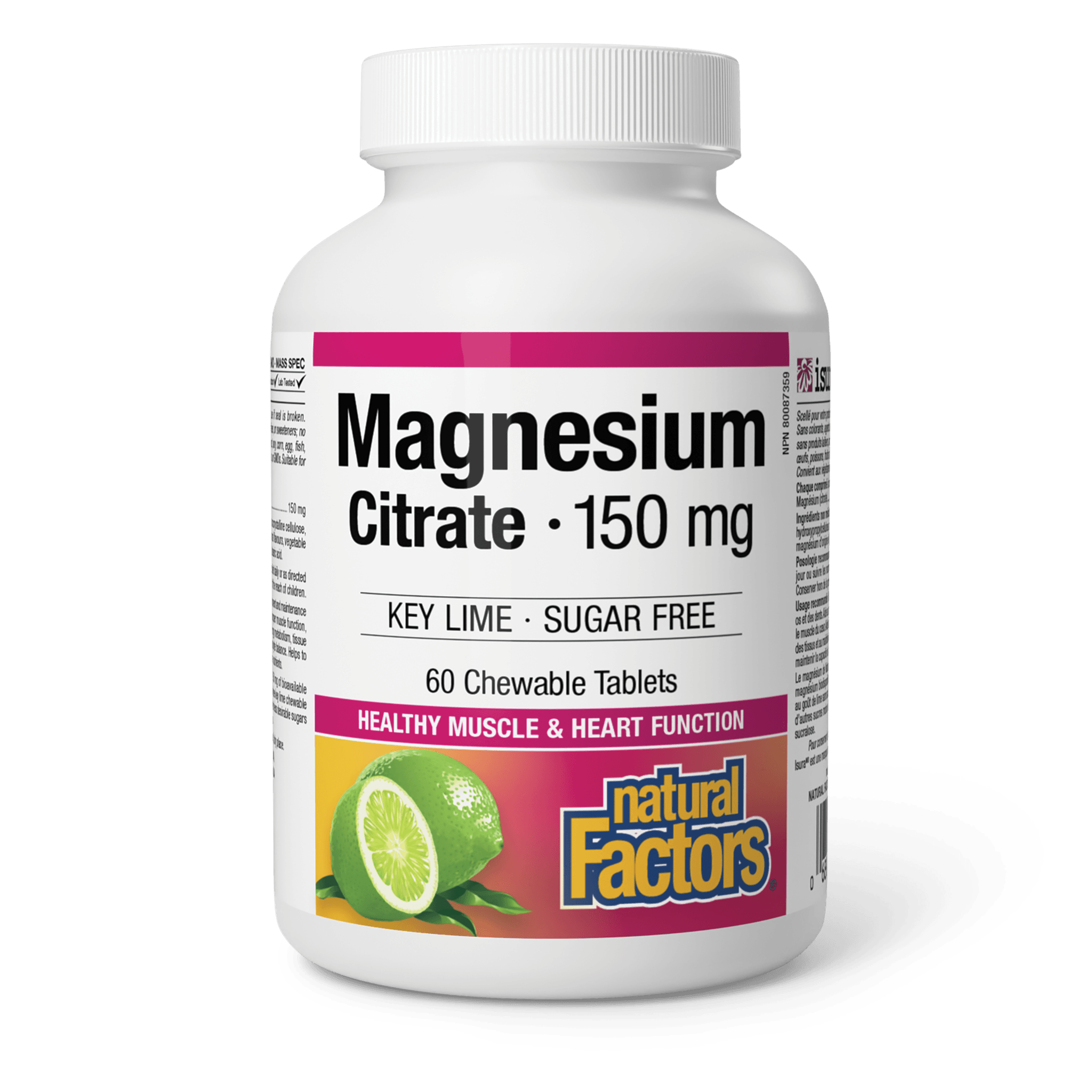 NATURAL FACTORS MAGNESIUM CITRATE 150MG KEY LIME 60CHEWABLE TABLESTS