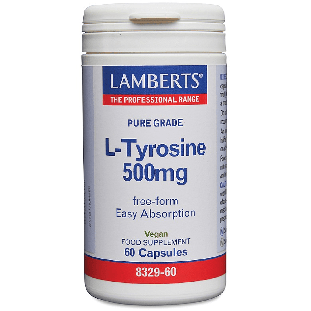 LAMBERTS PURE GRADE L TYROSINE 500MG 60 CAPSULES