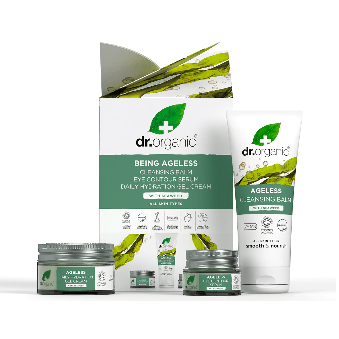 DR ORGANIC BEING AGELESS CLEASING BALM EYE COTOUR SERUM DAILY HYDRATION GEL CREAM