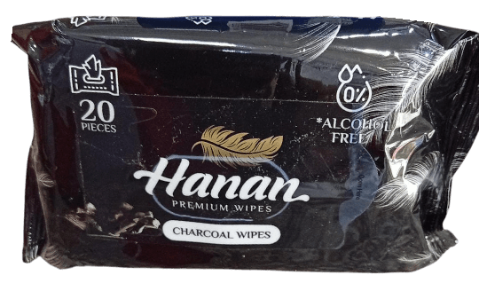 HANAN WET WIPES CHARCOAL 20'S