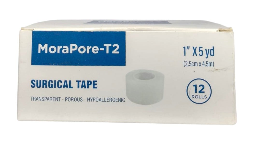 MORAPORE-T2 (TRANSPORE) SURGICAL TAPE 2-5CMX4-5M 12'S