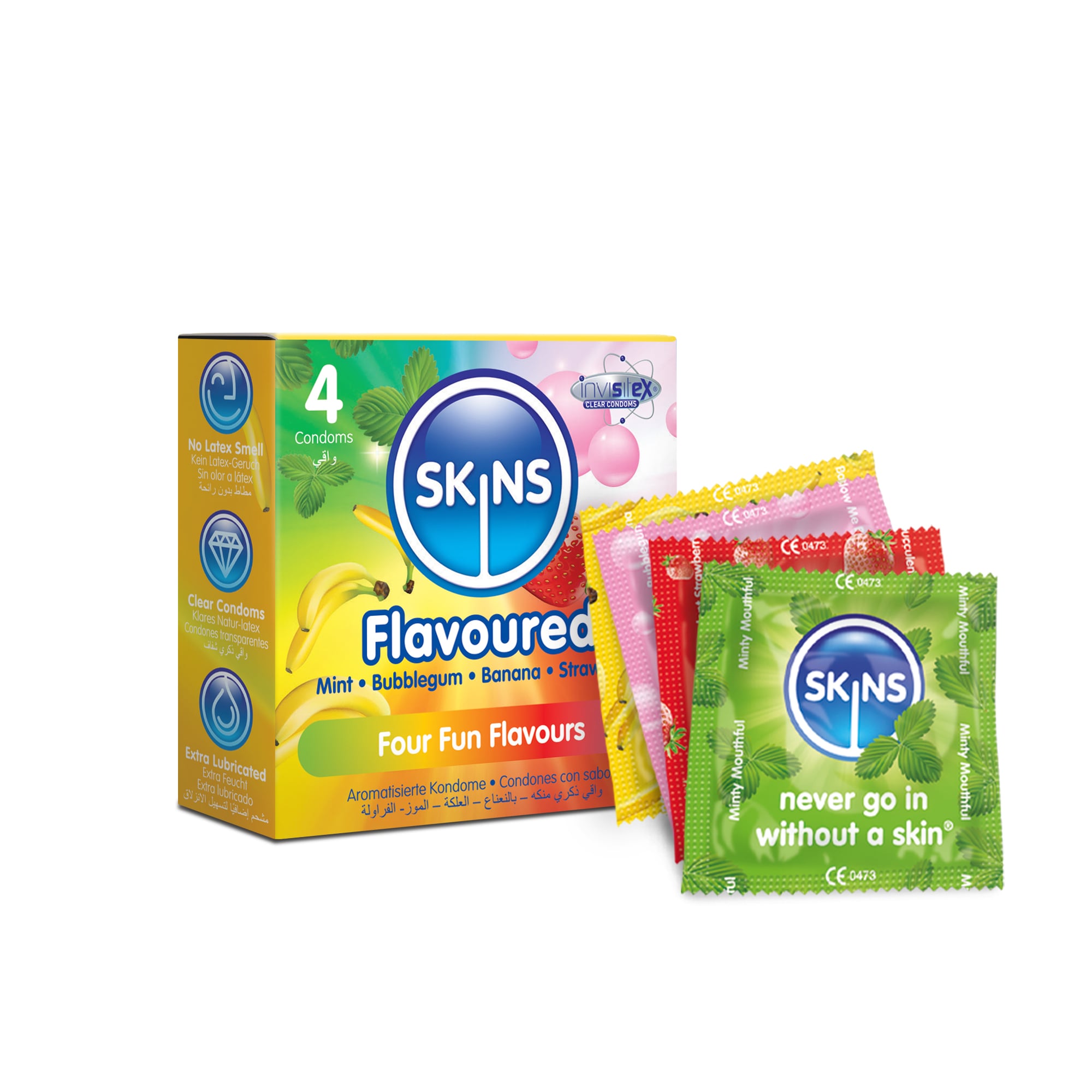 SKINS FLAVOURED CONDOMS FOUR FUN FLAVOURS 4 PACK