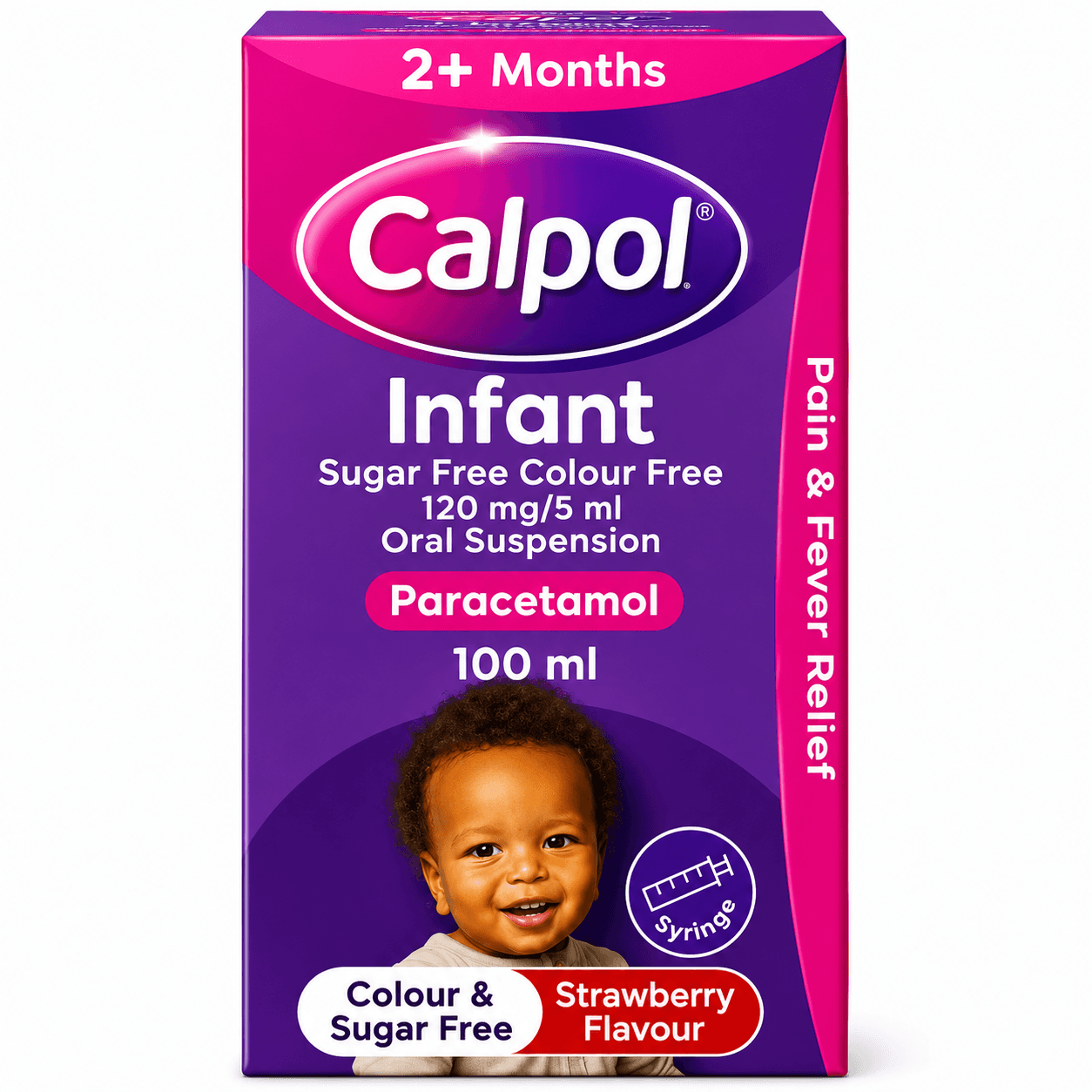 CALPOL INFANT SUGAR FREE COLOR FREE PLUS MONTHS PARACETAMOL 100ML