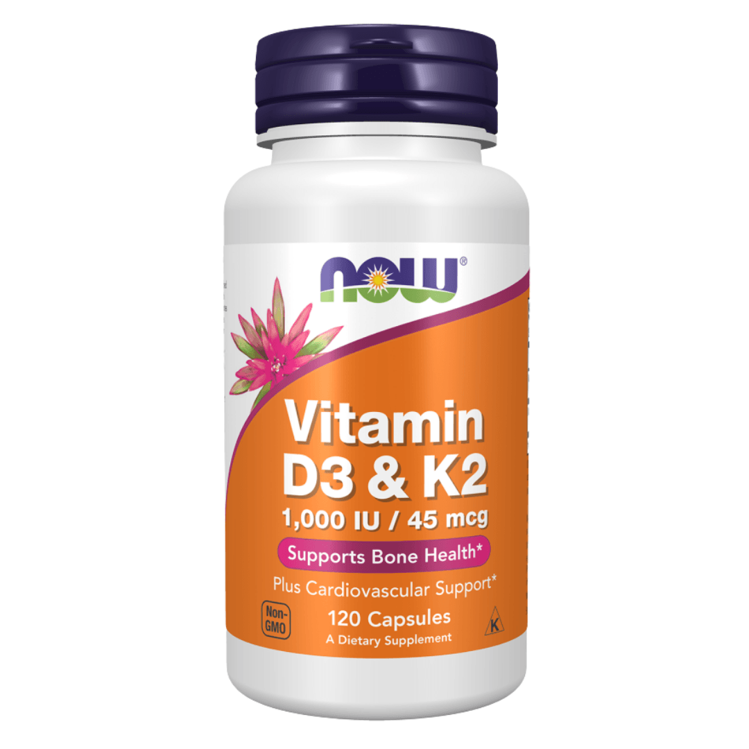 NOW VITAMIN D3 AND K2 1000IU/45MCG CAPSULES 120'S