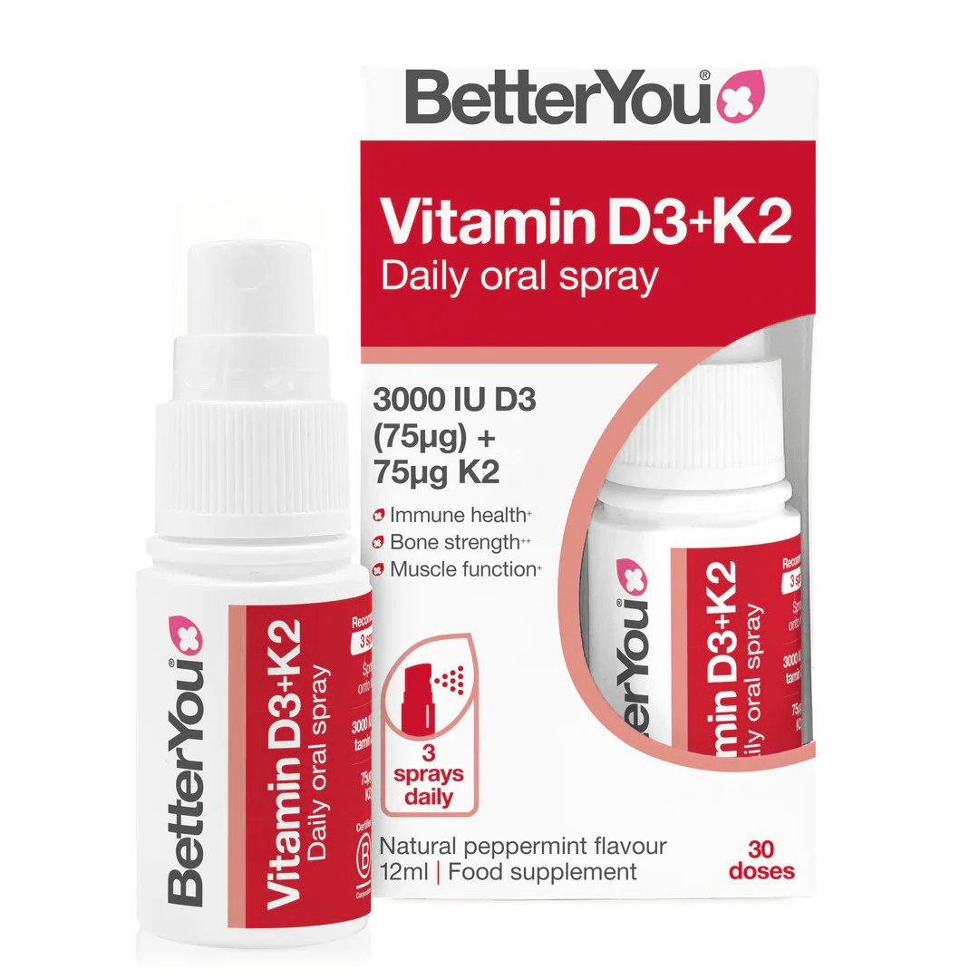 BETTER YOU VITAMIN D3 AND K2 DAILY ORAL SPRAY 12ML 30DOSES PEPPERMINT FLAVOUR