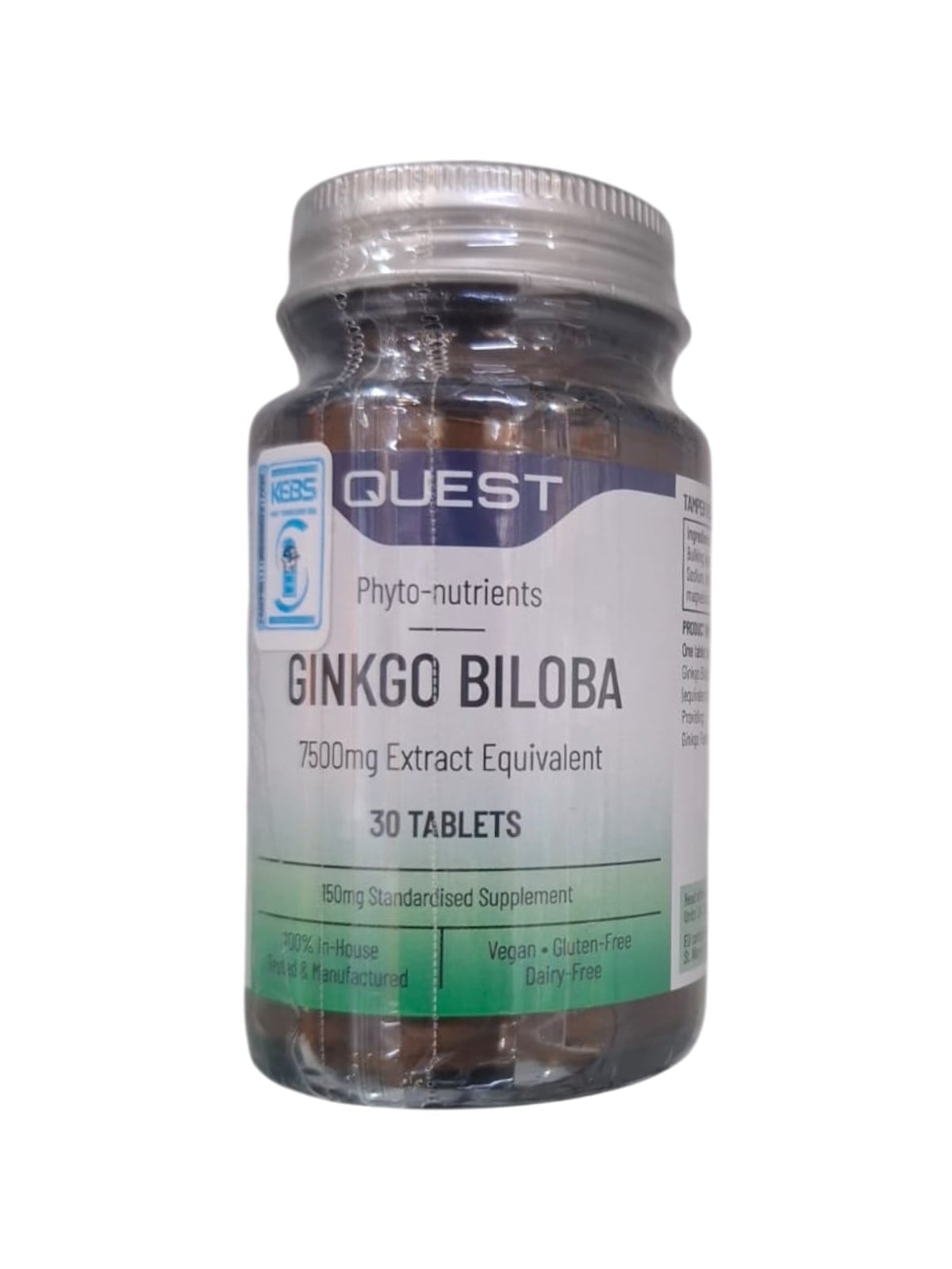 QUEST GINKGO BILOBA 7500MG-EXTRACT-EQUIVALENT-30-TABS