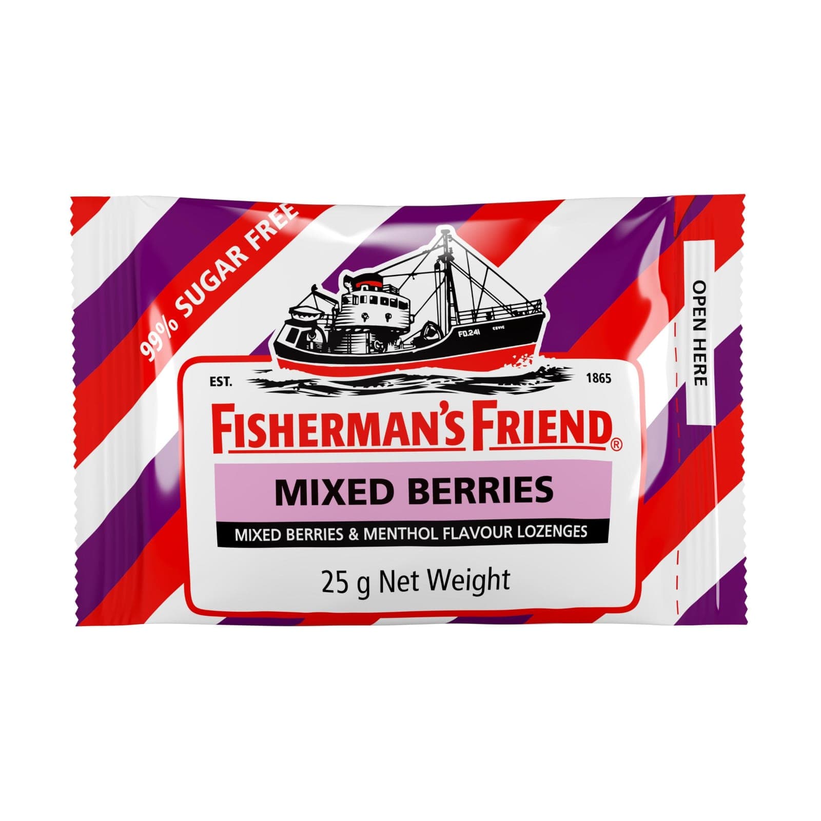 FISHERMANS FRIEND MIXED BERRIES MIXED BERRIES AND MENTHOL FLAVOR LOZENGES 25G