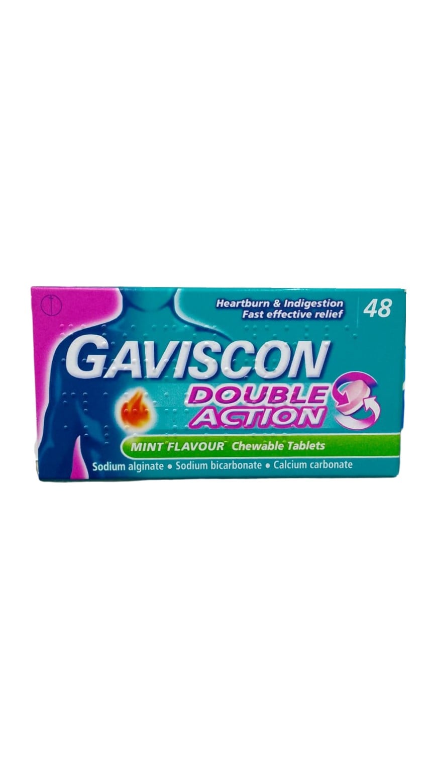 GAVISCON DOUBLE ACTION MINT FLAVOUR CHEWABLE TABLETS 48S
