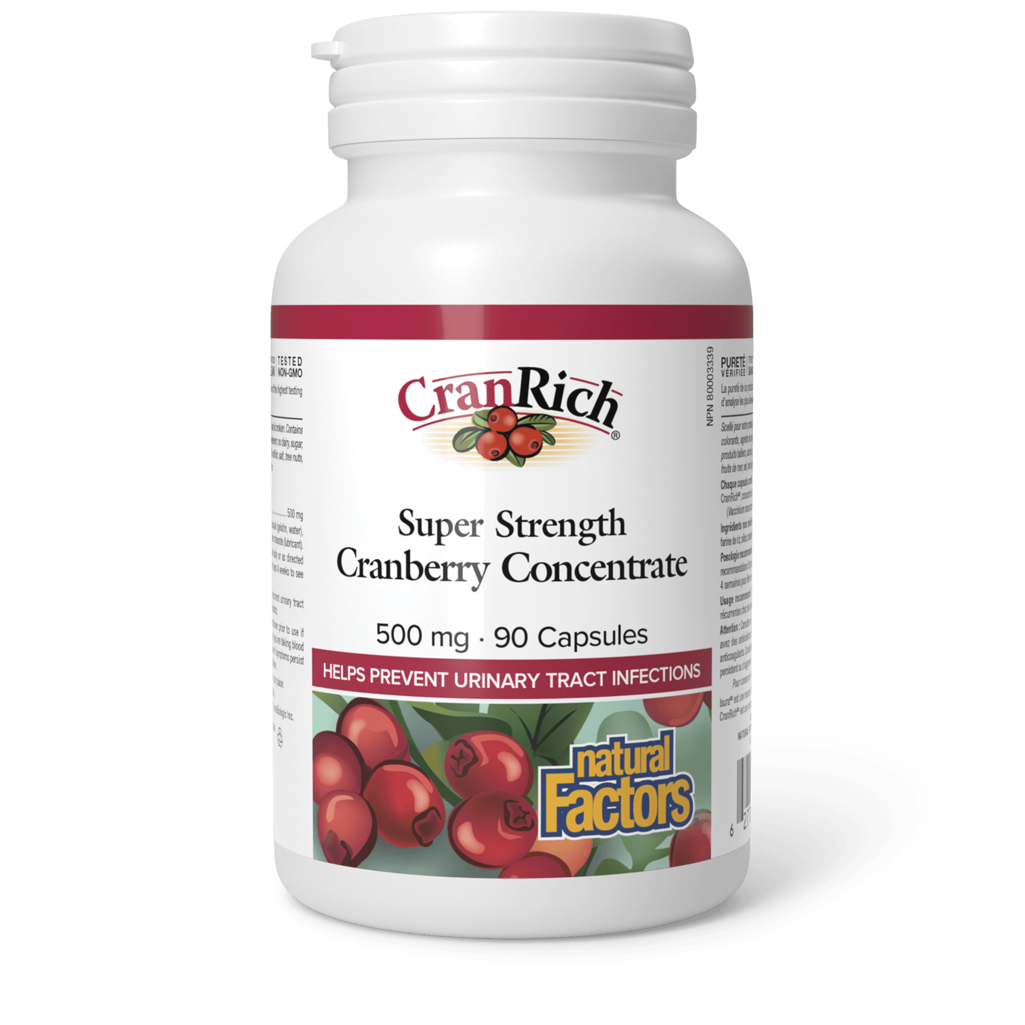 NATURAL FACTORS SUPER STRENGTH CRANBERRY CONCENTRATE 500MG 90CAPSULES
