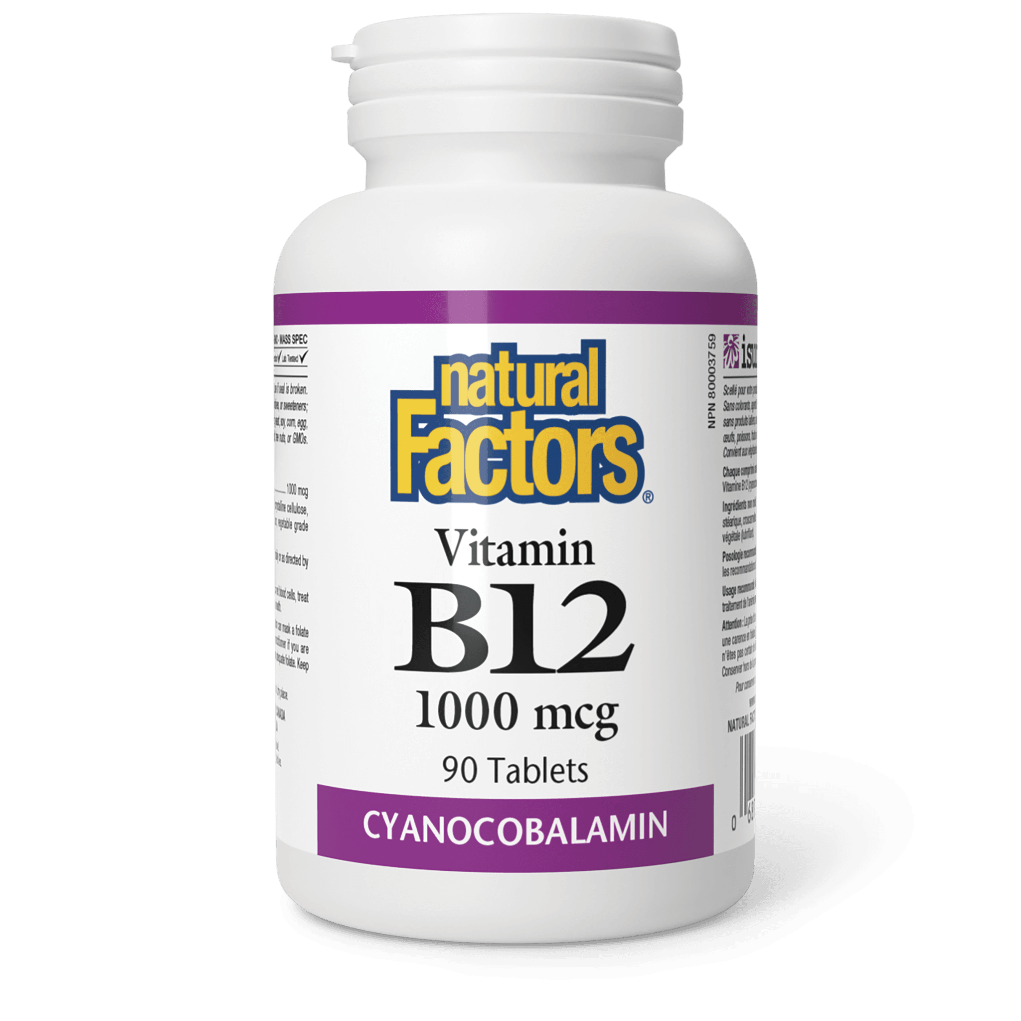 NATURAL FACTORS VITAMIN B12 1000MCG CYNOCOBALAMIN 90TABLETS