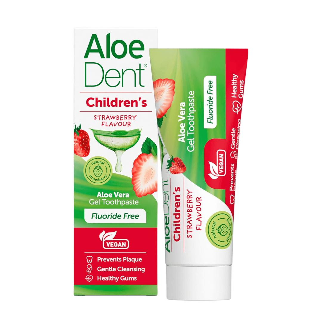 VEGAN ALOE DENT ALOE VERA CHILDRENS TOOTHPASTE STRAWBERRY FLAVOUR 50ML