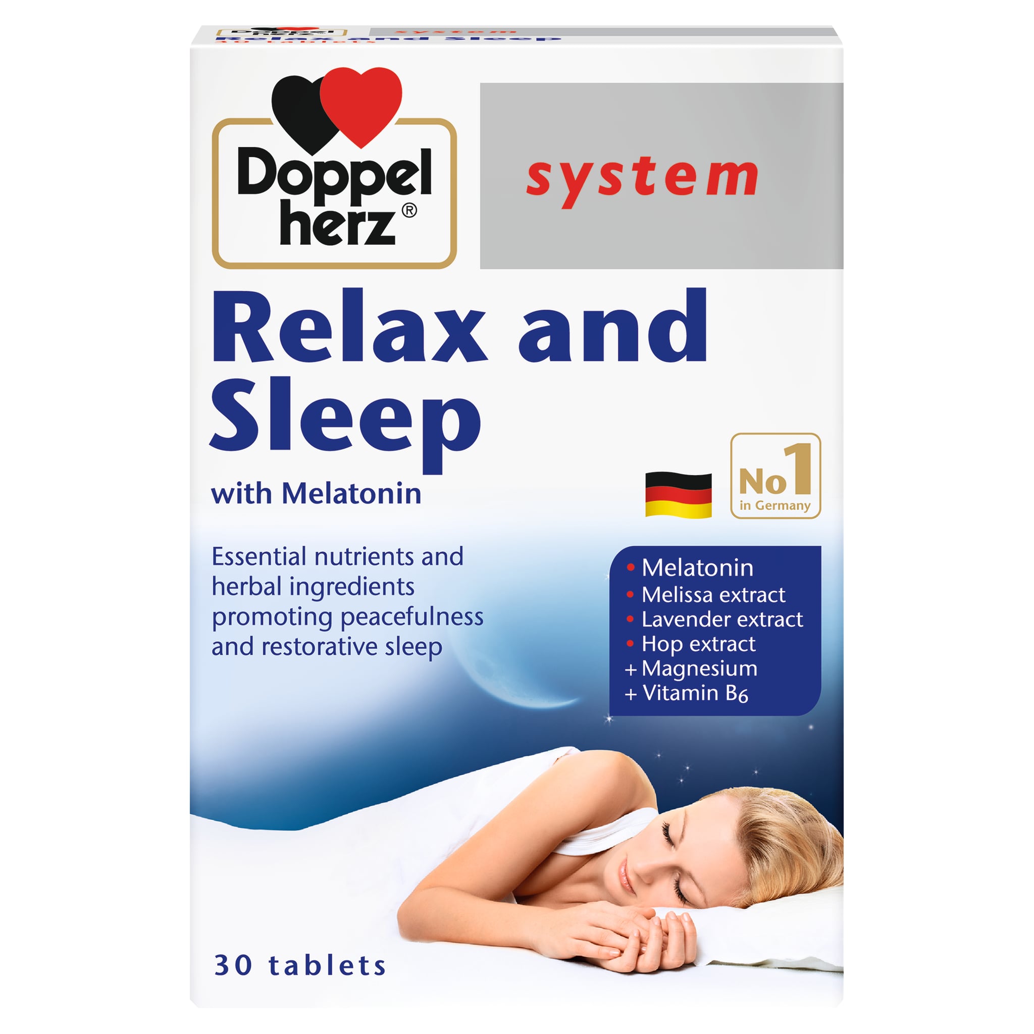 DOPPEL HERZ RELAX AND SLEEP WITH MELATONIN TABLETS 30'S