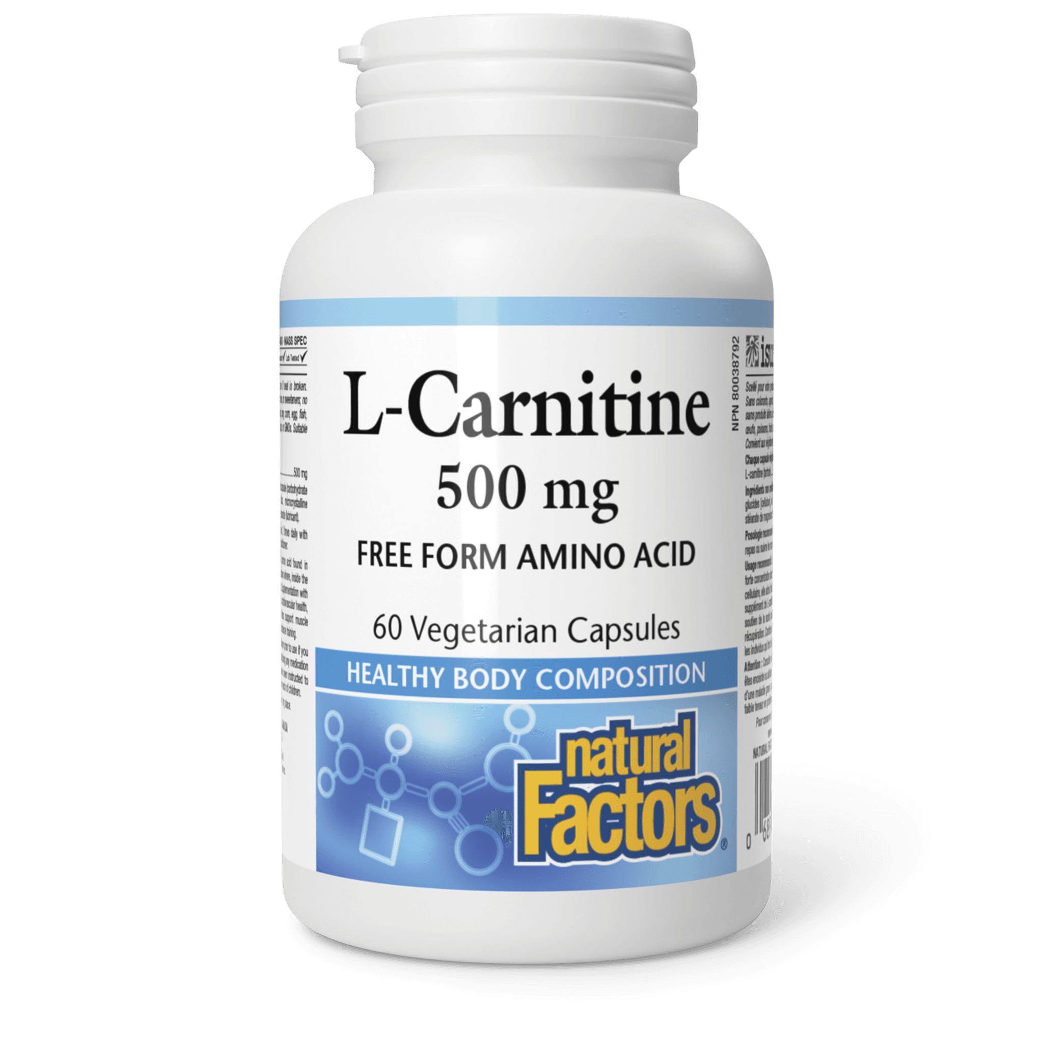 NATURAL FACTORS L CARNITINE 500MG 60 VEGETERIAN CAPSULES