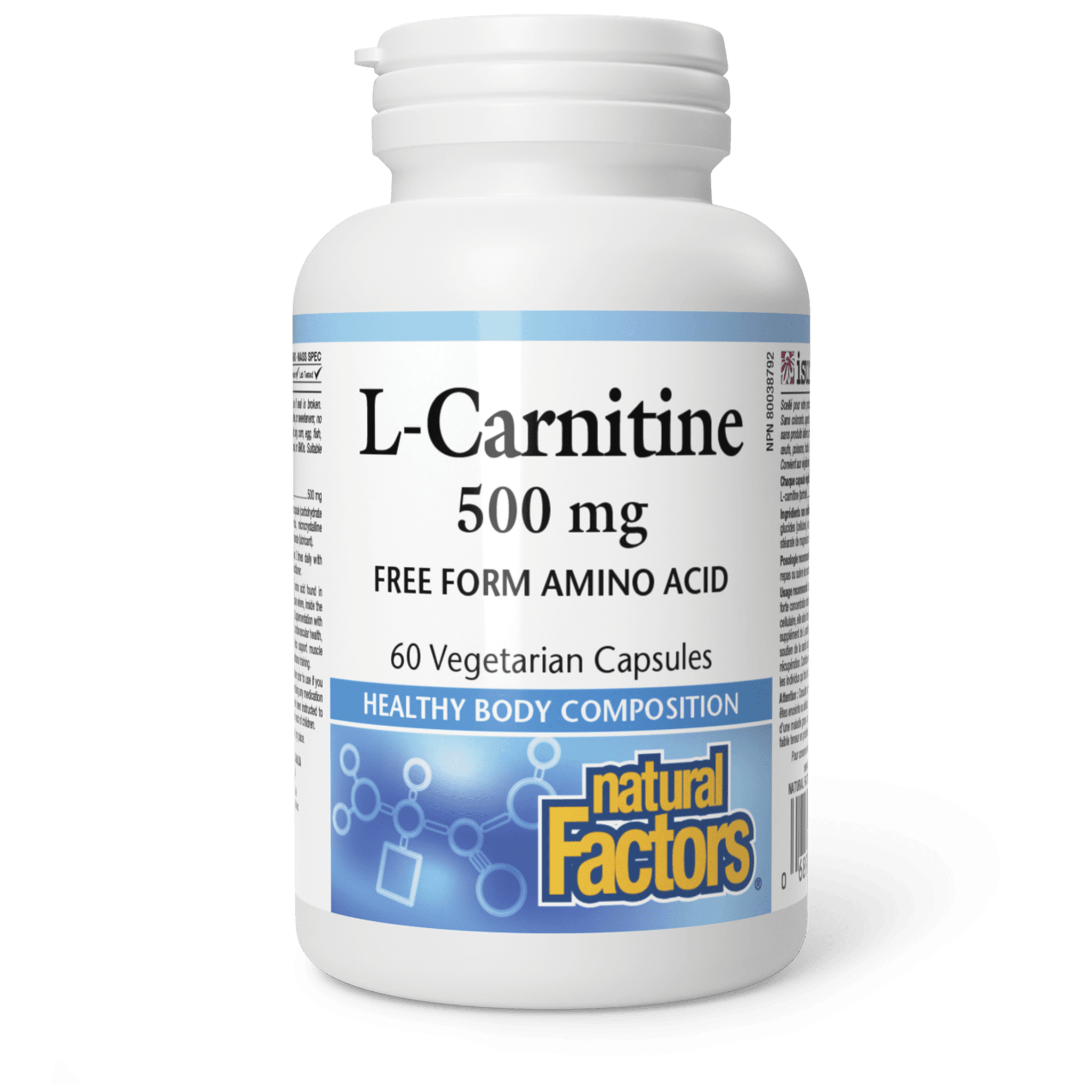 NATURAL FACTORS L CARNITINE 500MG 60 VEGETERIAN CAPSULES