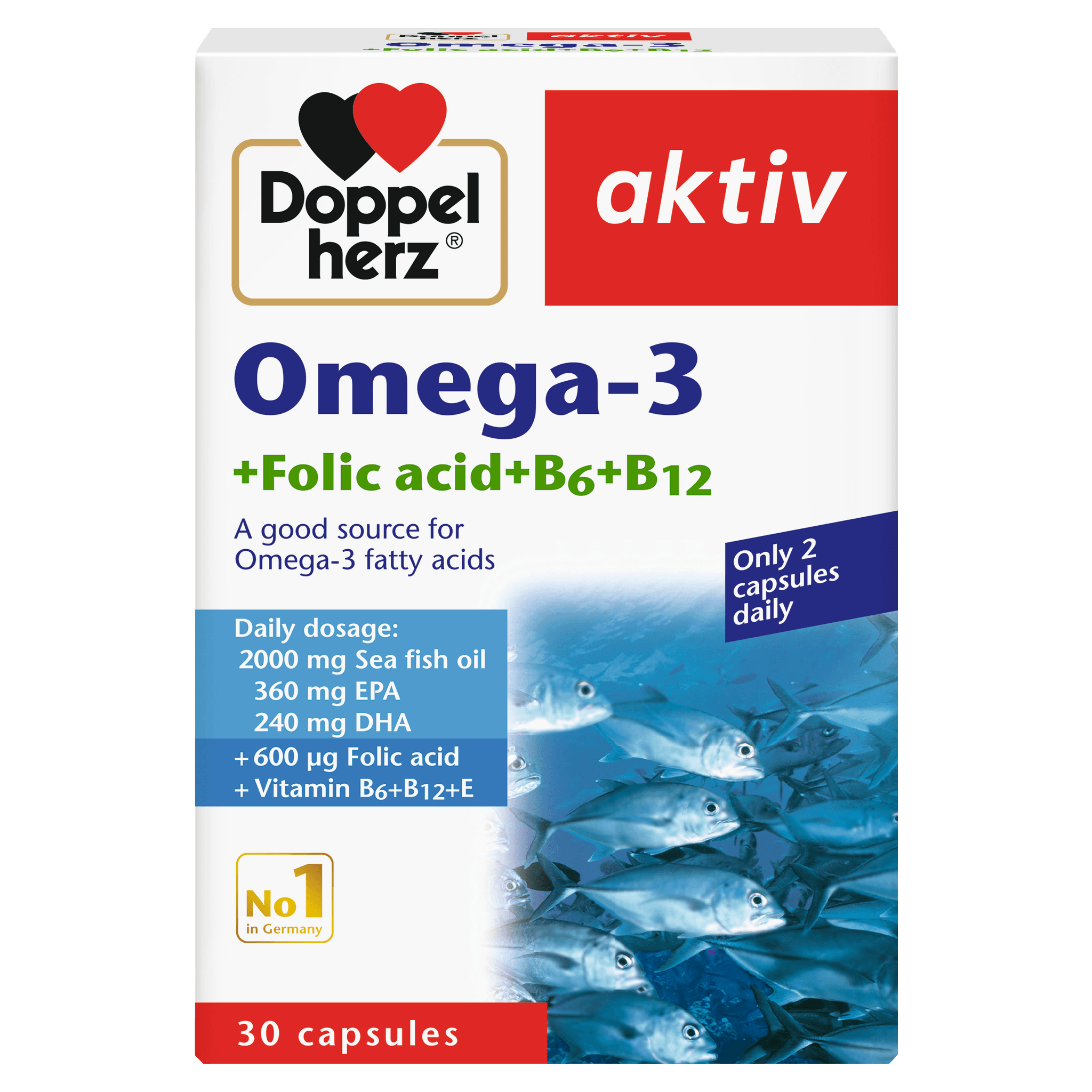 DOPPEL HERZ OMEGA 3 FOLIC ACID B6 B12 30 CAPSULES