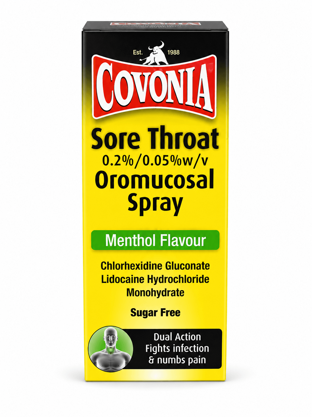 CAVONIA SORE THROAT OROMUCOSAL SPRAY MENTHOL FLAVOUR SUGAR FREE