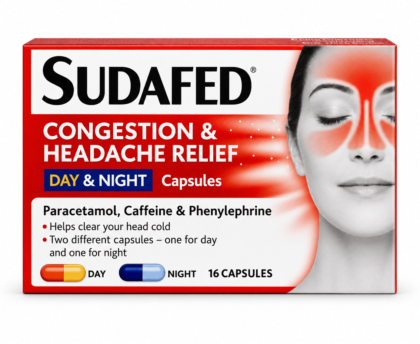 SUDAFED CONGESTION AND HEADACHE RELIEF DAY AND NIGHT 16 CAPSULES